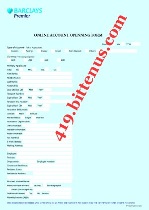 BARCLAYS BANK ONLINE ACCOUNT OPENING FORM